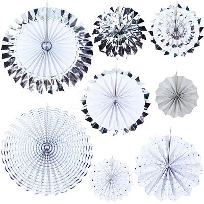 8Pcs Paper Fans Flower for Wedding Birthday Carnival Welcome Party Decorations AJEW-GF0013-45A-1