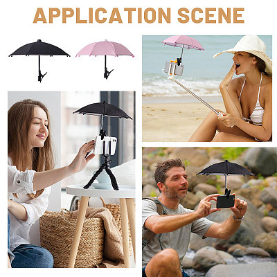 2 Bags 2 Colors Mini Polyester & Alloy Umbrella AJEW-CA0005-44-1