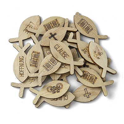 100Pcs Wood Cabochons WOOD-G020-07-1