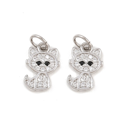 Brass Micro Pave Clear Cubic Zirconia Charms ZIRC-C020-38P-1