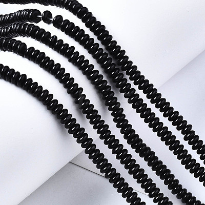 Natural Black Stone Beads Strands G-S366-089-1