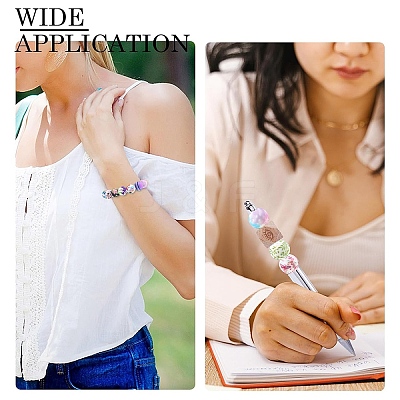 36Pcs 6 Styles Round Food Grade Eco-Friendly Silicone Focal Beads SIL-YW0002-33A-1