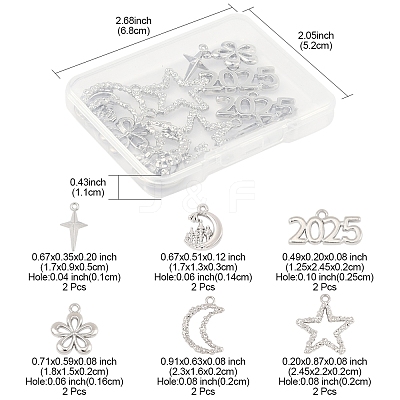 12Pcs 6 Styles Alloy Pendants FIND-FS0003-38P-1