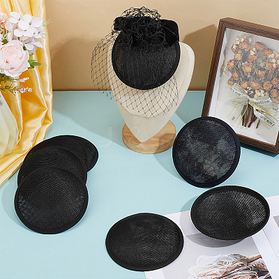 10Pcs Imitation Hemp Round Fascinator Hat Base for Millinery AJEW-BC0009-73-1