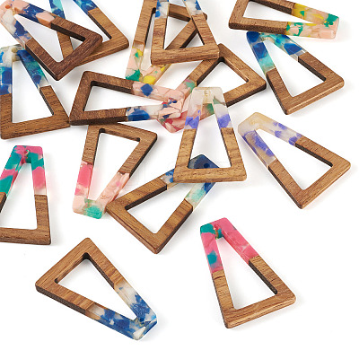 16Pcs 8 Colors Resin and Walnut Pendants FIND-TA0006-47-1