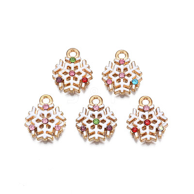 Christmas Rack Plating Alloy Enamel Pendants ENAM-N055-129-1