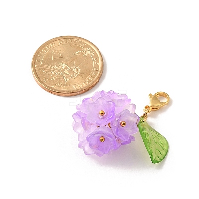 Flower Glass Pendant Decoration HJEW-TA00286-04-1