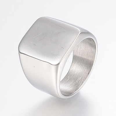 Tarnish Resistant 304 Stainless Steel Signet Band Rings for Men RJEW-G091-16-17mm-P-1