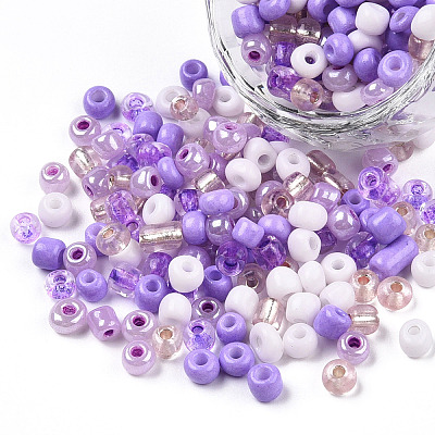 Opaque & Transparent Inside Colours 6/0 Glass Seed Beads SEED-F004-4mm-03-1