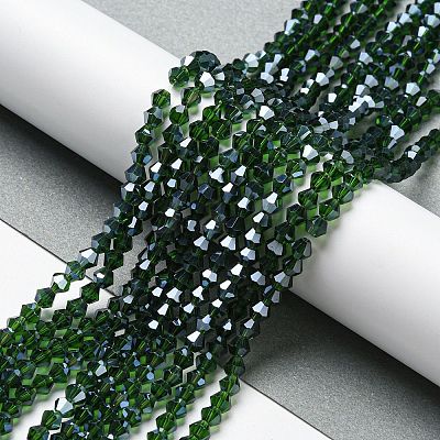Transparent Electroplate Glass Beads Strands GLAA-F029-4mm-C25-1