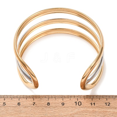 29.5MM Duo Tone 304 Stainless Steel 3-Line Hollow Open Cuff Bangles SA-CBA725A-09GP-1