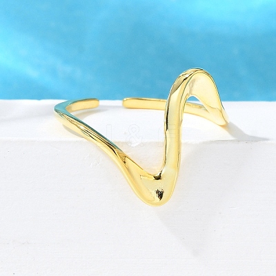 925 Sterling Silver Wave Cuff Rings RJEW-D300-02G-1