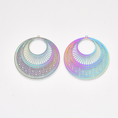 Ion Plating(IP) 304 Stainless Steel Filigree Pendants STAS-S108-42-1