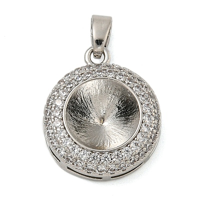 Brass Micro Pave Clear Cubic Zirconia Pendants KK-N254-118P-01-1