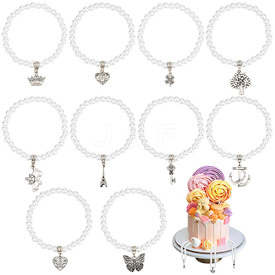 10Pcs 10 Styles Acrylic Round Beads Stretch Bracelets BJEW-BC00002-1
