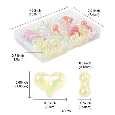 40Pcs UV Plating Rainbow Iridescent Transparent Acrylic Beads MACR-FS0002-19-1