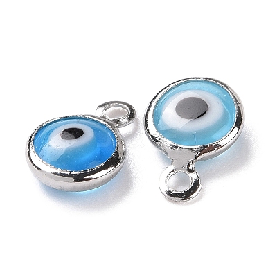 Handmade Evil Eye Lampwork Charms KK-F764-13P-07-1