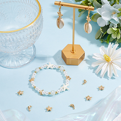 12Pcs 3 Styles Rack Plating Brass Beads KK-BBC0014-35-1