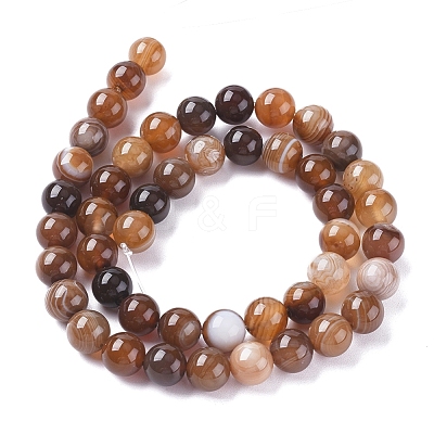 Natural Striped Agate/Banded Agate Beads Strands G-G582-6mm-55-1