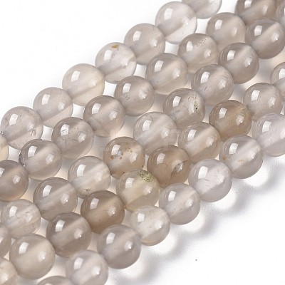 Natural Gray Agate Bead Strands X-G-R193-12-4mm-1