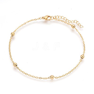 Ion Plating(IP) 304 Stainless Steel Cable Chain Anklets AJEW-P069-03G-1