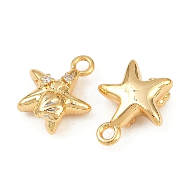 Ocean Theme Brass Micro Pave Cubic Zirconia Charms KK-F902-08F-G-1