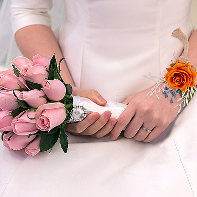 Cloth Flower & Foam Wrist Corsage with Plastic Pearl BJEW-WH0022-33A-1
