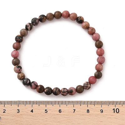 Natural Rhodonite Stretch Bracelets X-BJEW-JB04557-01-1