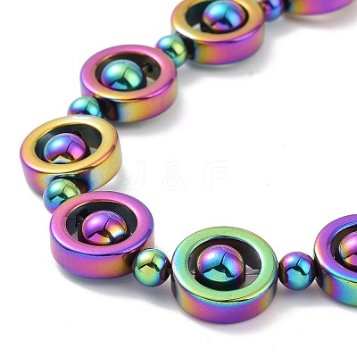 Synthetic Hematite & Brass Column Beaded Necklace with Magnetic Clasps NJEW-G047-01D-1