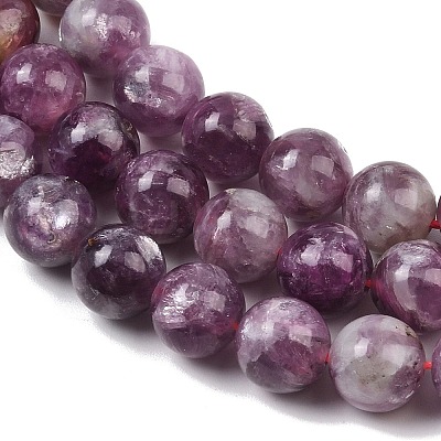 Natural Lepidolite/Purple Mica Stone Beads Strands G-G160-A01-02A-1