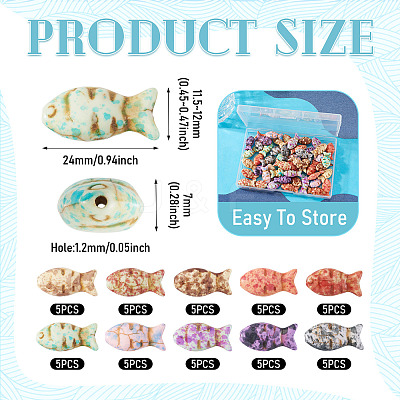 50Pcs 10 Colors Synthetic Turquoise Beads TURQ-TA0001-08-1