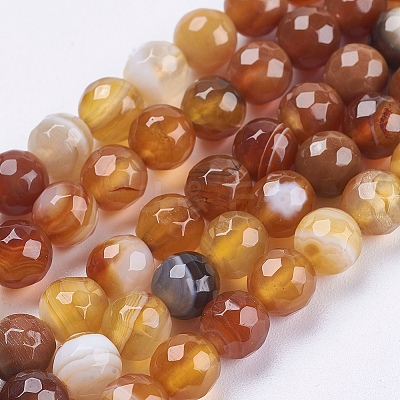 Natural Striped Agate/Banded Agate Beads Strands G-P364-14-6mm-1