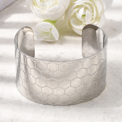 316L Surgical Stainless Steel Cuff Bangles BJEW-D454-01A-P-1