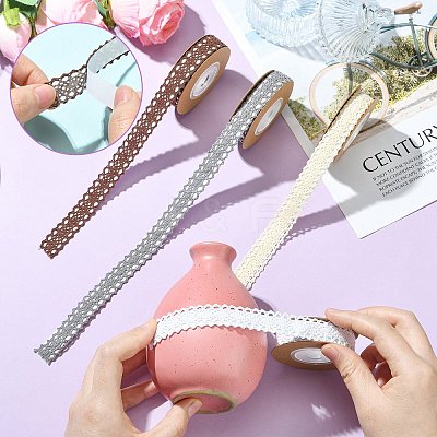 4 Rolls Self-adhesive Cotton Ribbons SRIB-CJ0001-03-1