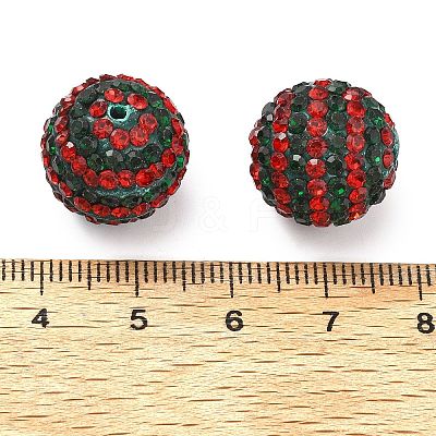 Stripe Pattern Polymer Clay Rhinestone Beads CLAY-NH0001-01-1