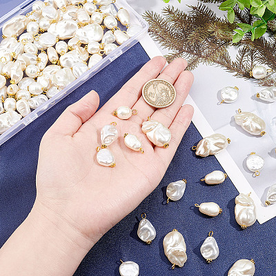 100Pcs 5 Style ABS Plastic Imitation Pearl Beads Pendant KY-AR0001-12-1
