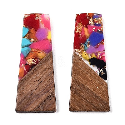 Opaque Resin & Walnut Wood Pendants RESI-T058-04H-1