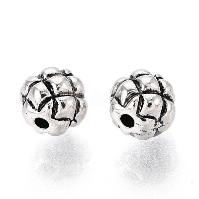 Tibetan Style Alloy Waffle Beads TIBE-N013-11AS-1