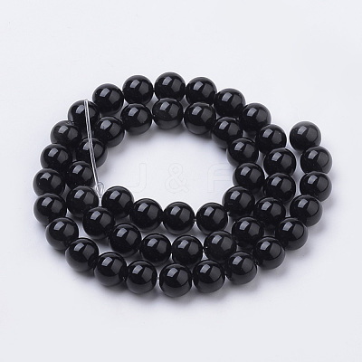 Natural Black Onyx Beads Strands G-S259-19-10mm-1