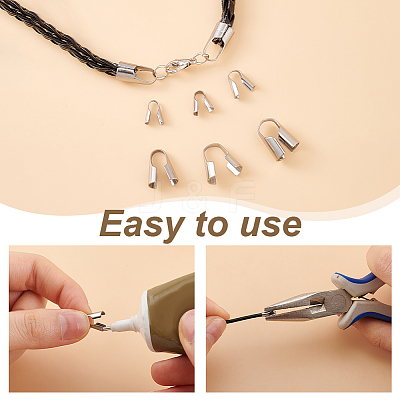 195Pcs 6 Styles 304 Stainless Steel Cord Ends FIND-GA0004-07-1