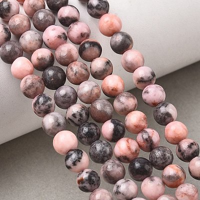 Natural Zebra Jasper Round Beads Strands X-G-E334-6mm-11-1