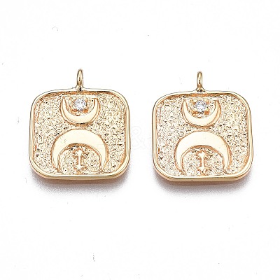 Brass Micro Pave Clear Cubic Zirconia Pendants KK-N232-250-1