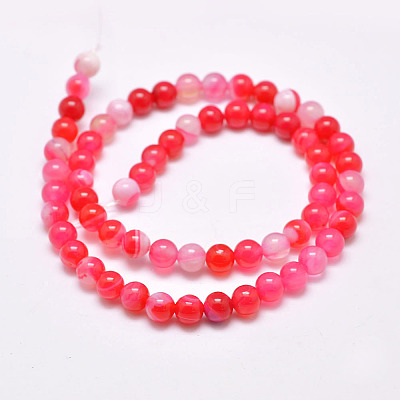 Natural Striped Agate/Banded Agate Bead Strands G-G962-8mm-04-1