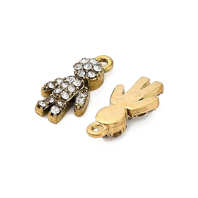 304 Stainless Steel Rhinestone Pendant STAS-U047-12G-1