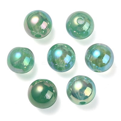 UV Plating Rainbow Iridescent Acrylic Beads OACR-F004-04F-1