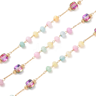 Brass & Glass Beaded Chain KK-CBA3B44-09G-1