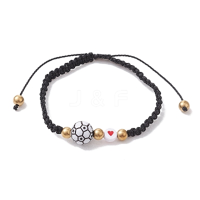 Sport Theme Acylic & Alloy Braided Bead Bracelet BJEW-JB10122-02-1