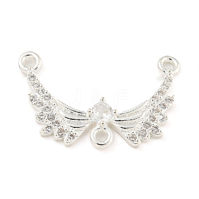 Rack Plating Brass Pave Clear Cubic Zirconia Wing Chandelier Component Links KK-F089-16S-1
