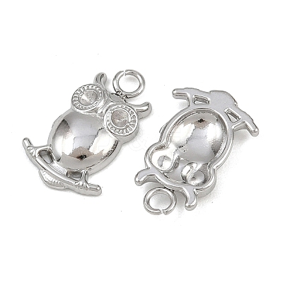 304 Stainless Steel Owl Pendant Rhinestone Settings STAS-H242-02P-1