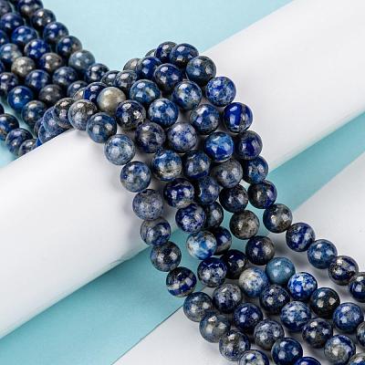 Natural Lapis Lazuli Round Bead Strands G-E262-01-8mm-1